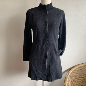 Eileen Fisher gray wool button sweater jacket